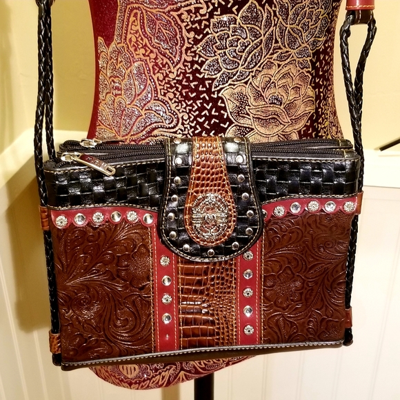 M.C. Handbags - Darling tooled crossbody bag